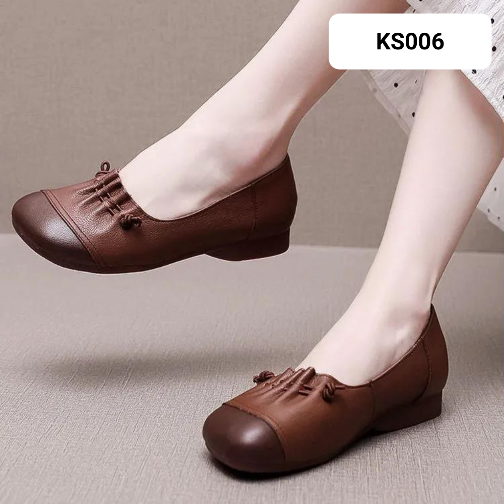 Giày Búp Bê Da Mềm Đế Bằng Phong Cách Retro Thời Trang Cho Nữ KS006 - Kèm ảnh thật