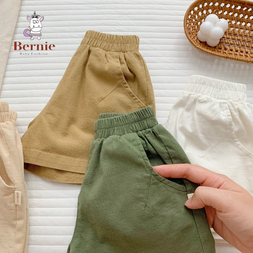 Quần sooc đùi quần short linen kaki mềm bé trai bé gái size 1 đến 7 tuổi 7 đến 28kg SHUSHI