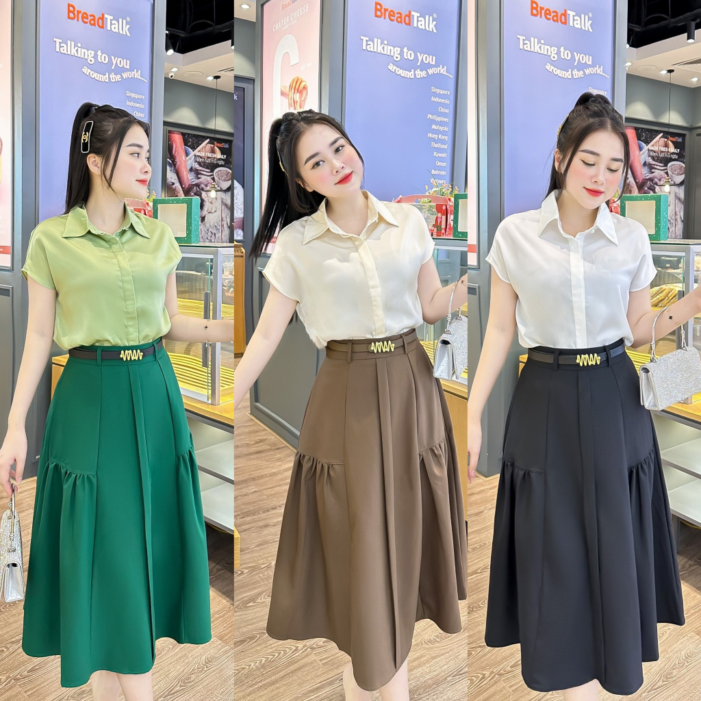 Áo lụa sơ mi cộc tay nữ cao cấp tay trơn cánh dơi nẹp giấu cúc công sở thanh lịch đẹp, áo sơ mi thiết kế MQ Boutique