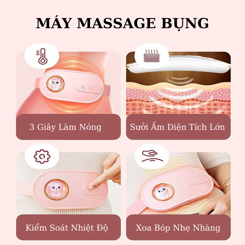 Máy Chườm Bụng Kumo Massage Làm Ấm Giảm Đau Cho Phụ Nữ Đến Kì Sạc Tích Điện