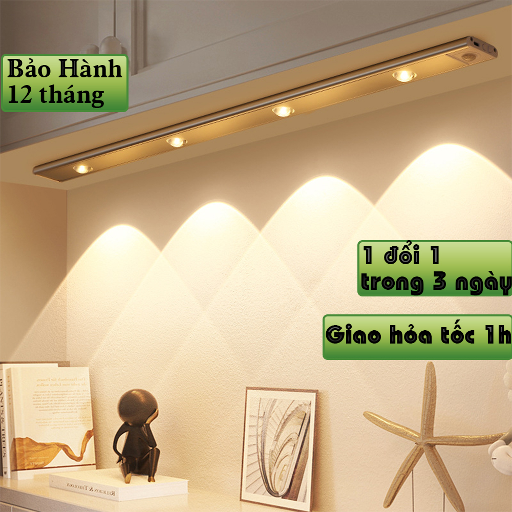 Đèn Led Cảm Biến Chuyển Động Không Dây Decor Bàn Làm Việc, Kệ Sách, Tủ Bếp , Phòng Ngủ .. Sạc Type - C