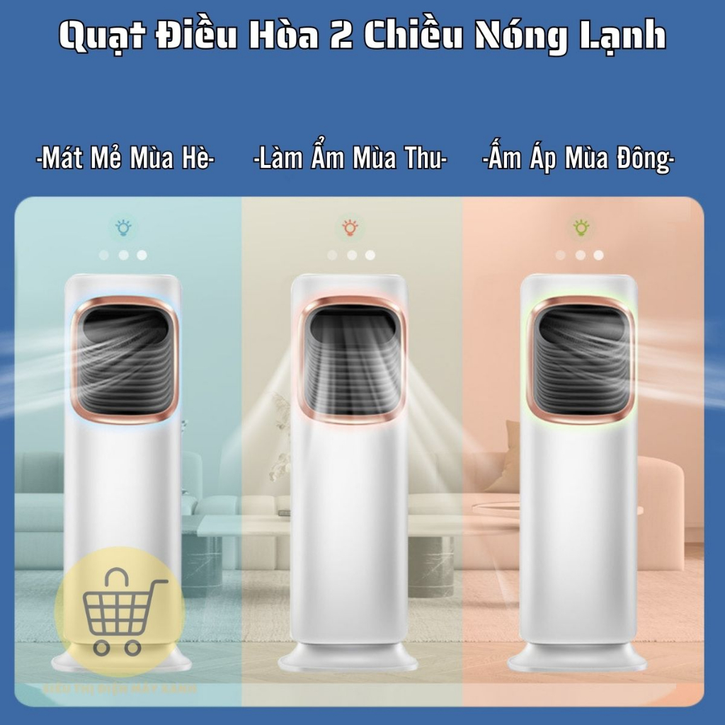 Quạt Điều Hòa Không Cánh 2 Chiều Nóng Lạnh, An Toàn, Sang Trọng, Điều Khiển Từ Xa, Hẹn Giờ Tắt - Bảo Hành 1 Năm | BigBuy360 - bigbuy360.vn