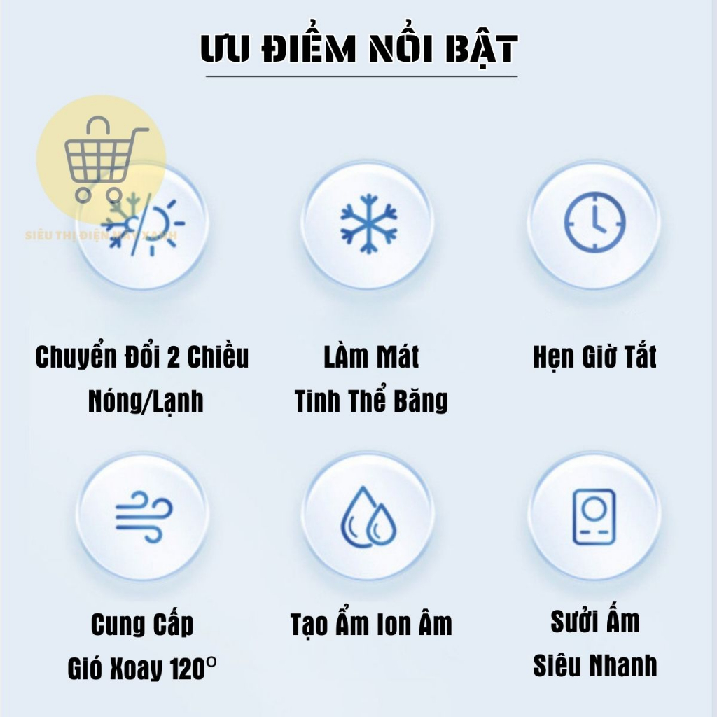Quạt Điều Hòa Không Cánh 2 Chiều Nóng Lạnh, An Toàn, Sang Trọng, Điều Khiển Từ Xa, Hẹn Giờ Tắt - Bảo Hành 1 Năm | BigBuy360 - bigbuy360.vn