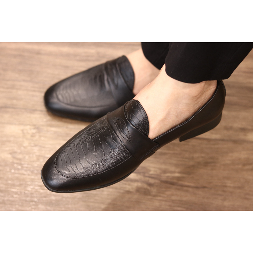 Giày lười nam công sở, mặt dập vân đà đểu sang chảnh đế cao 3cm tôn dáng mã V5