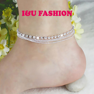 Lắc Chân Vòng Chân Chuỗi Khảm Đá Sáng Lấp Lánh Màu Bạc Gồm 4 Lớp Cá Tính Nổi Bật Sang Trọng Trang Sức Phụ Kiện LC-02