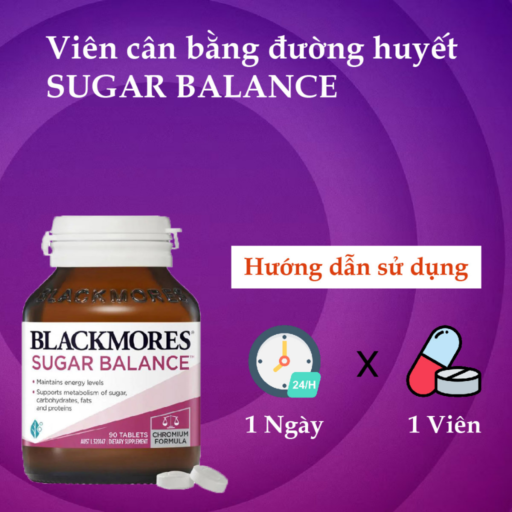 Cân bằng đường huyết dành cho người tiểu đường Sugar Balance Blackmores Úc 90 viên