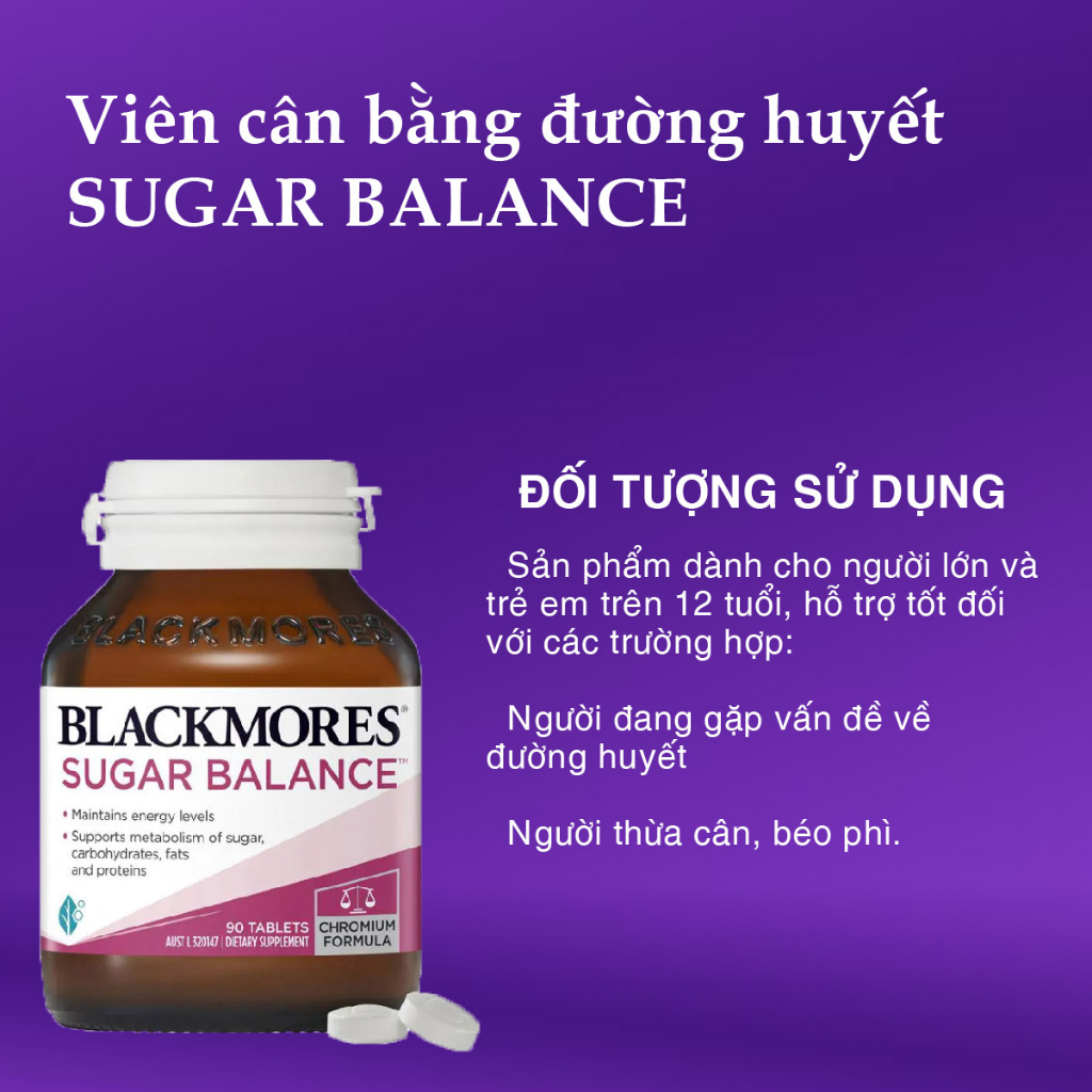 Cân bằng đường huyết dành cho người tiểu đường Sugar Balance Blackmores Úc 90 viên