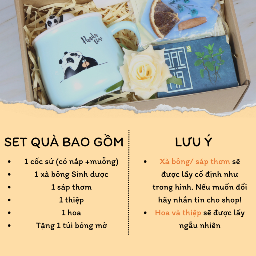 Set hộp quà cốc sứ và sáp thơm, hộp quà tặng kèm thiệp và hoa tặng người yêu, bạn thân - SQ6