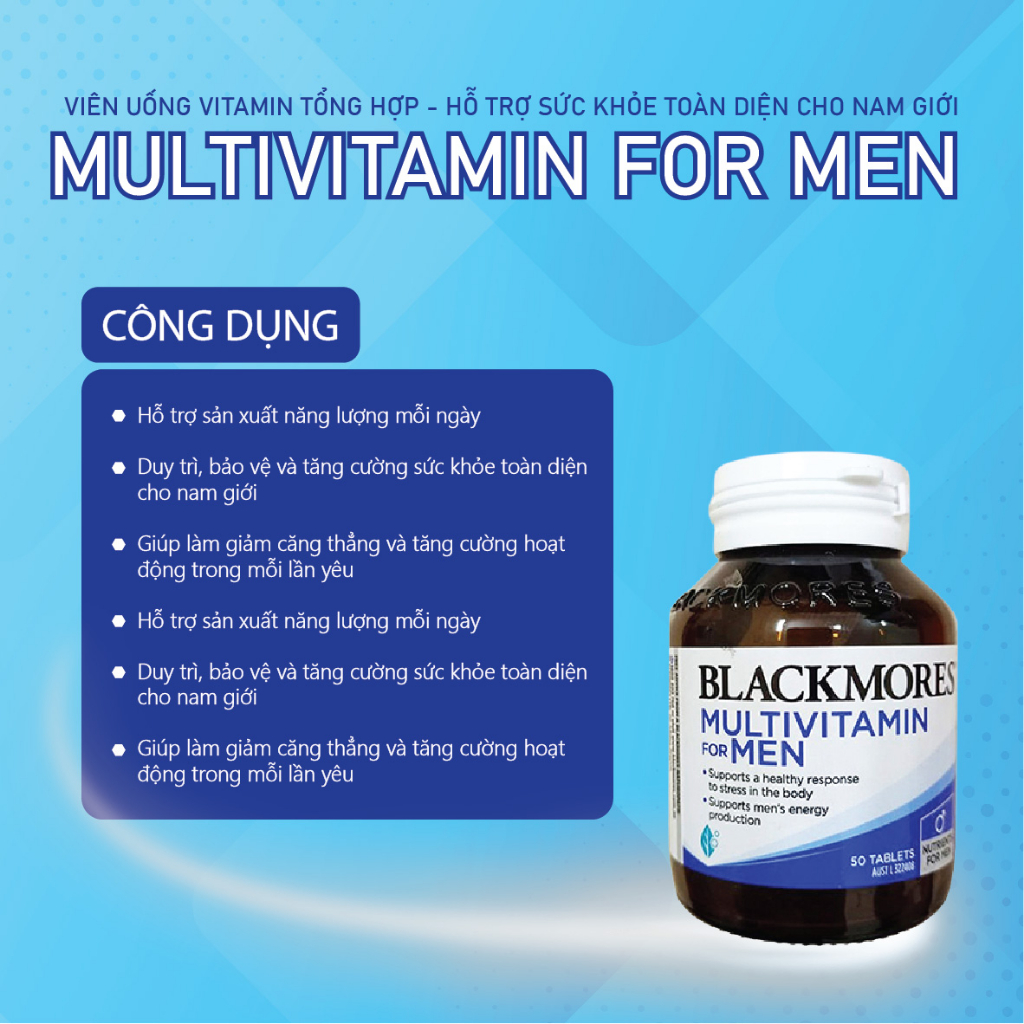 Vitamin tổng hợp cho nam Blackmores Multivitamin for Men Exclusive tăng cường sức khỏe toàn diện 50 viên