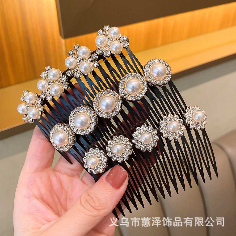 Lược Cài Tóc Màu Đen Đính Ngọc Trai Phong Cách Hàn Quốc Thanh Lịch