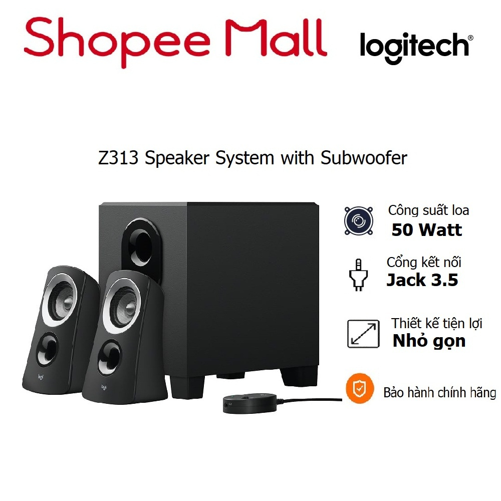 Loa vi tính Logitech Z313 - Công suất cực đại 50W - Âm thanh 2.1