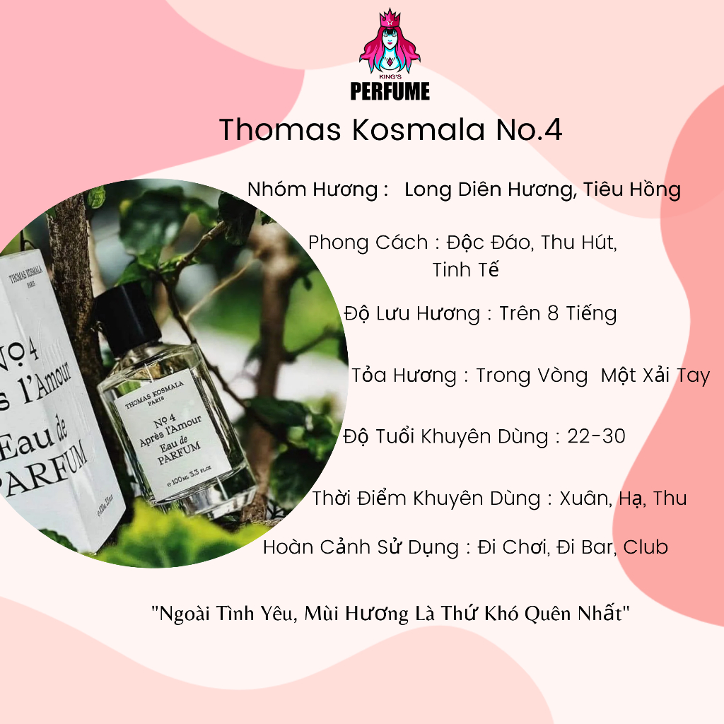Nước Hoa 𝗧𝗵𝗼𝗺𝗮𝘀 𝗞𝗼𝘀𝗺𝗮𝗹𝗮 𝗡𝗼 𝟰 Sang Trọng Tinh Tế _ Dung Tích 2-5-10ml