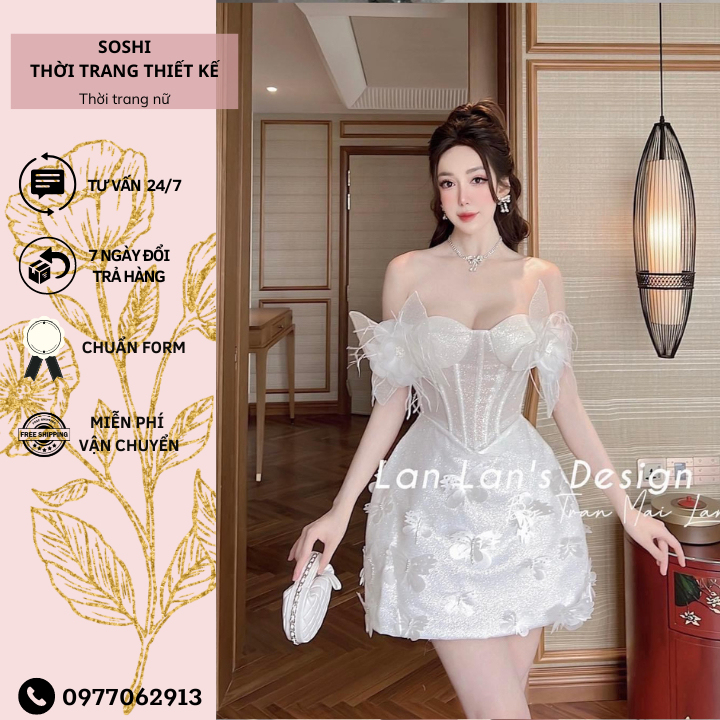 Đầm cô dâu nhũ cúp ngực thiết kế nơ, Váy trắng dự tiệc có gọng eo sang trọng đính kết tỉ mỉ siêu sang chảnh form chuẩn