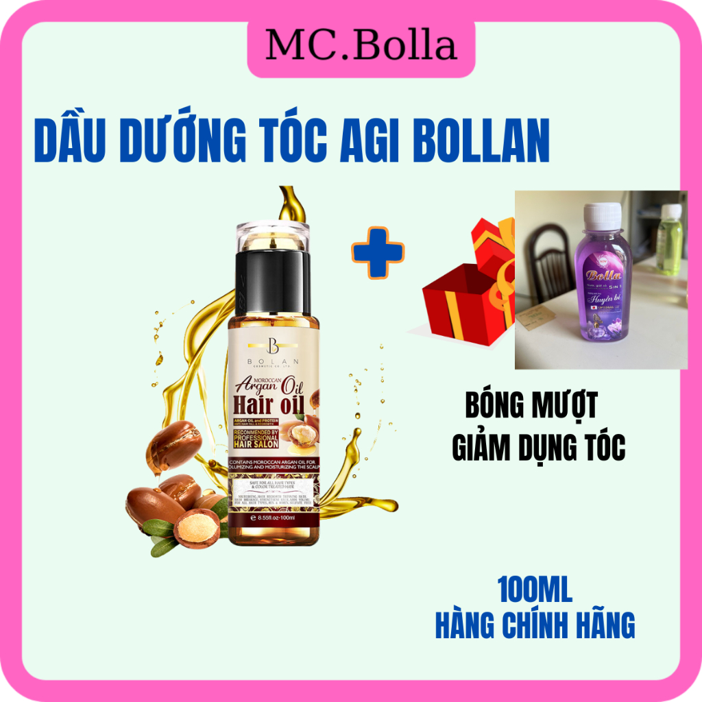 Dầu Dưỡng Tóc Argan Oil Bolan 100Ml Giúp Tóc Vào Nếp Óng Mượt , Mềm Mại Chắc Khoẻ An Toàn Không Gây Kích Ứng Da
