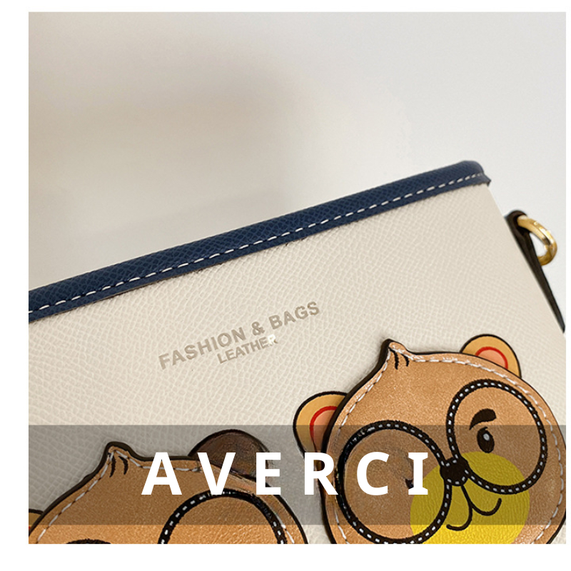 AVERCI Túi Đeo Chéo Da Phối Trắng Xanh, Túi Đeo Da Nữ Phong Cách Hàn Quốc, Túi Xách Beibaobao AVER323038