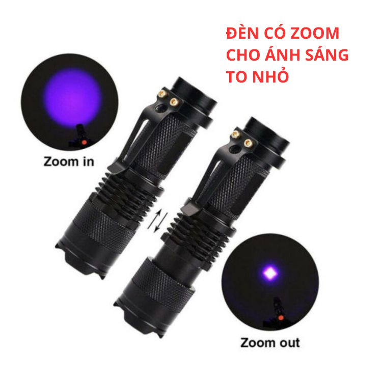 Đèn Pin UV Mini kim loại nhôm tia cực tím bước sòng 365nm- 395nm