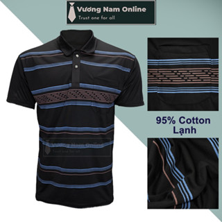 Áo polo nam tay ngắn vải thun mềm mát phù hợp mặc ở nhà mặc đi làm loại áo thun nam sọc ngang