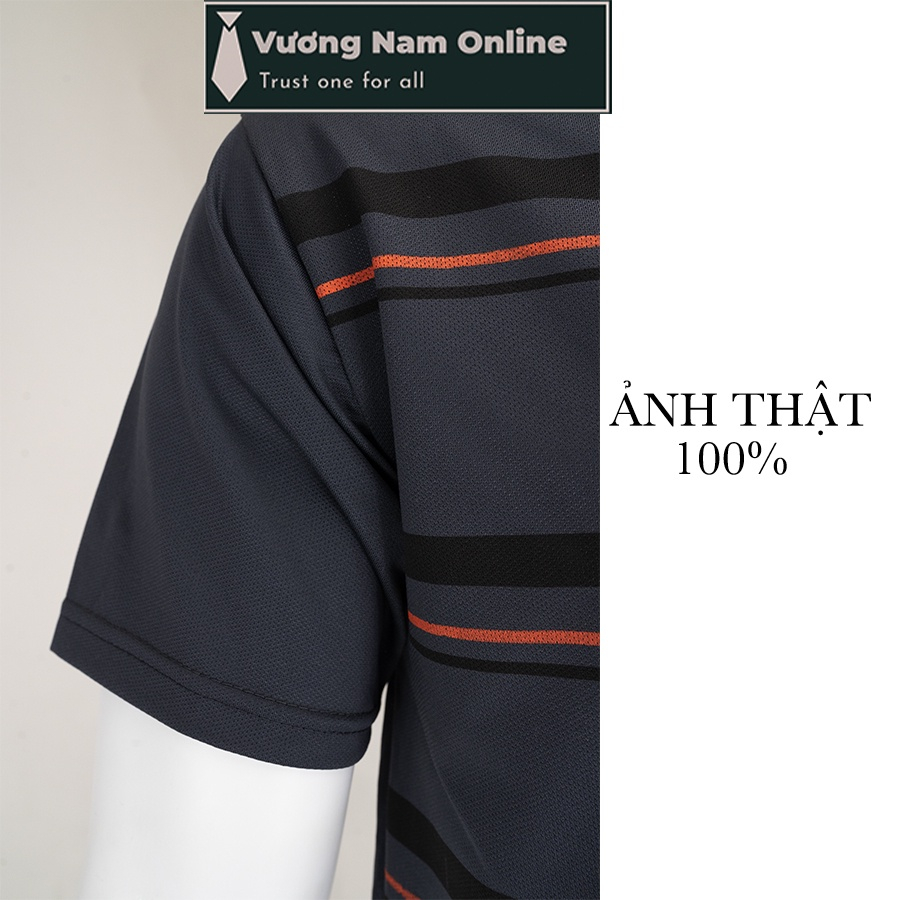 Áo polo nam tay ngắn vải thun mềm mát phù hợp mặc ở nhà mặc đi làm loại áo thun nam sọc ngang