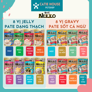Pate Nekko thạch Jelly và sốt Gravy Nekko Senior 7+ cho mèo - Thức ăn pate cho mèo Nekko gói 70g