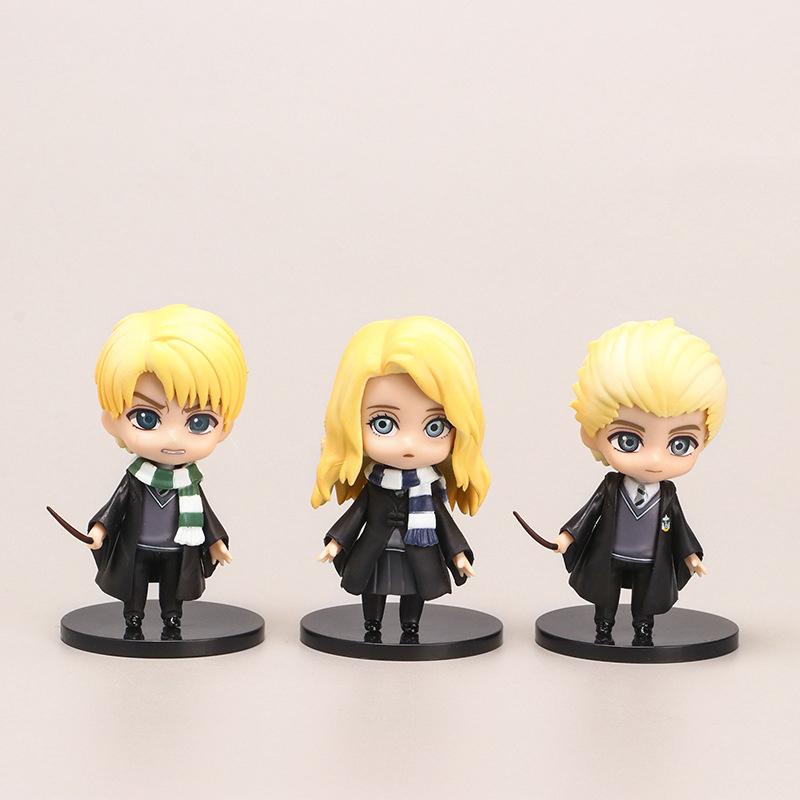 Bộ mô hình chibi gồm 6 nhân vật trong truyện Harry Potter Ron Weasley Hermione Draco Malfoy Luna Lovegood Cao 10cm