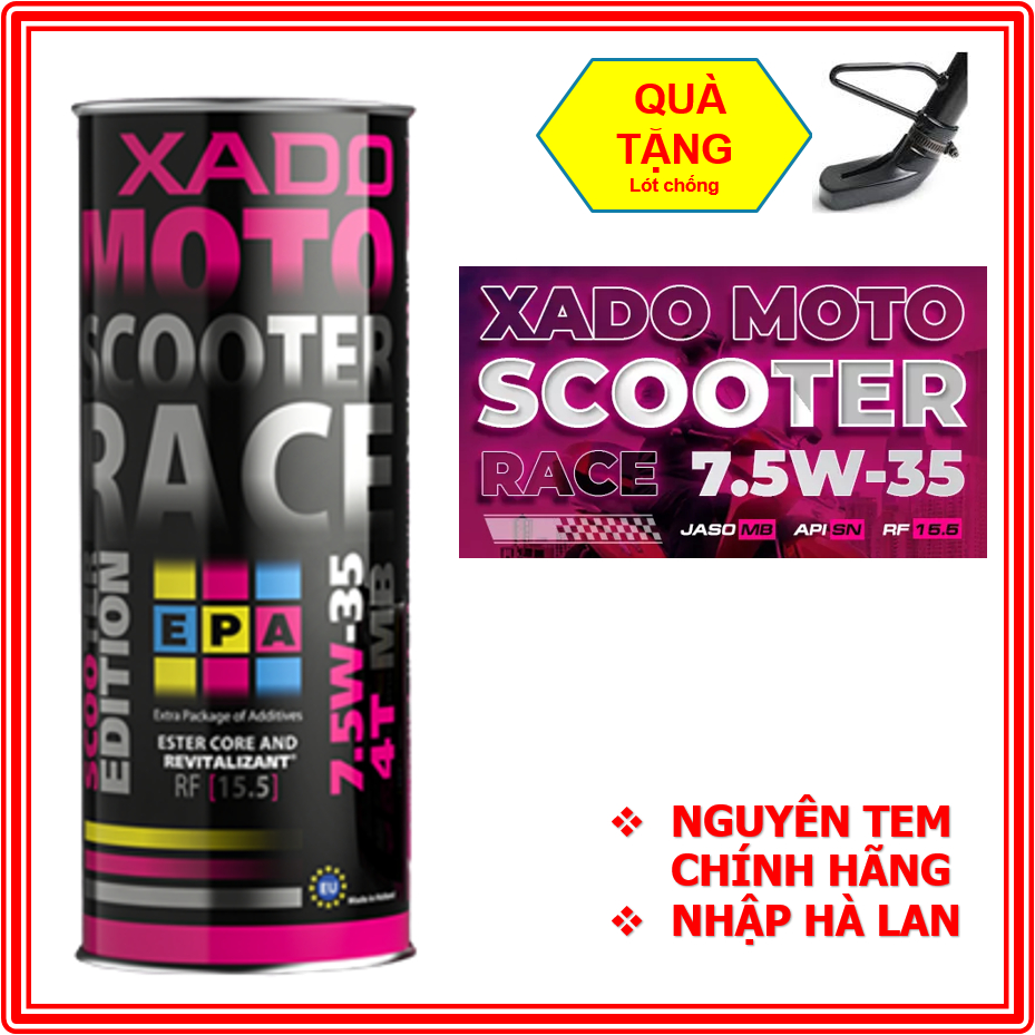 Nhớt xe tay ga XADO 7.5W35 1L, cho Air Blade, Sh, Lead, Vision, Hàng nguyên tem chính hãng nhập khẩu Hà Lan
