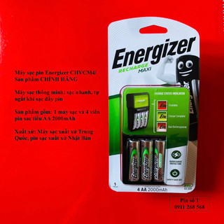 Máy sạc thông minh Energizer CHVCM4 sạc nhanh tự ngắt kèm 4 pin tiểu sạc 2000mAh