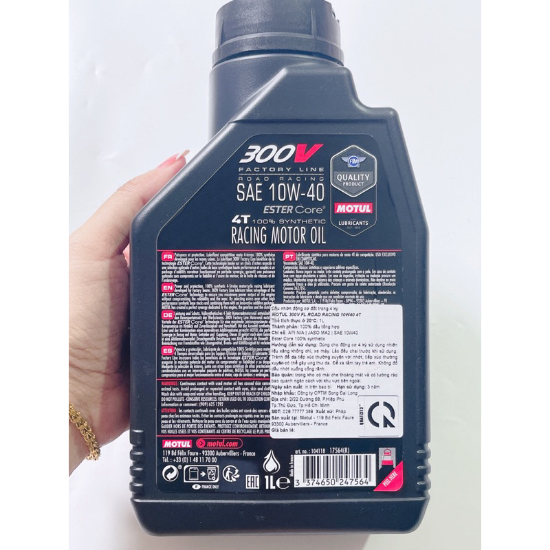 Nhớt MOTUL 300v 3tem Factory Line 4T SAE 10w40 100% SYNTHETIC