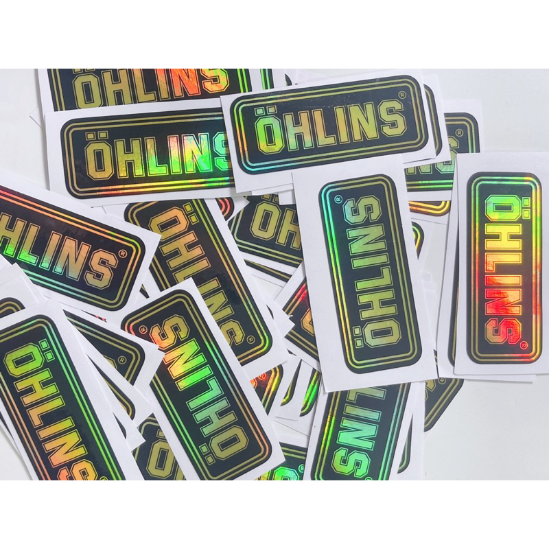 Tem dán phuộc bình dầu mẫu RCB, Olin crom 7màu, tem phuộc RCB Olin màu vàng có sẵn keo dán