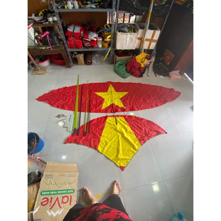Diều full cacbon cờ đỏ xỏ khung 3m áo 2m8 tự lên
