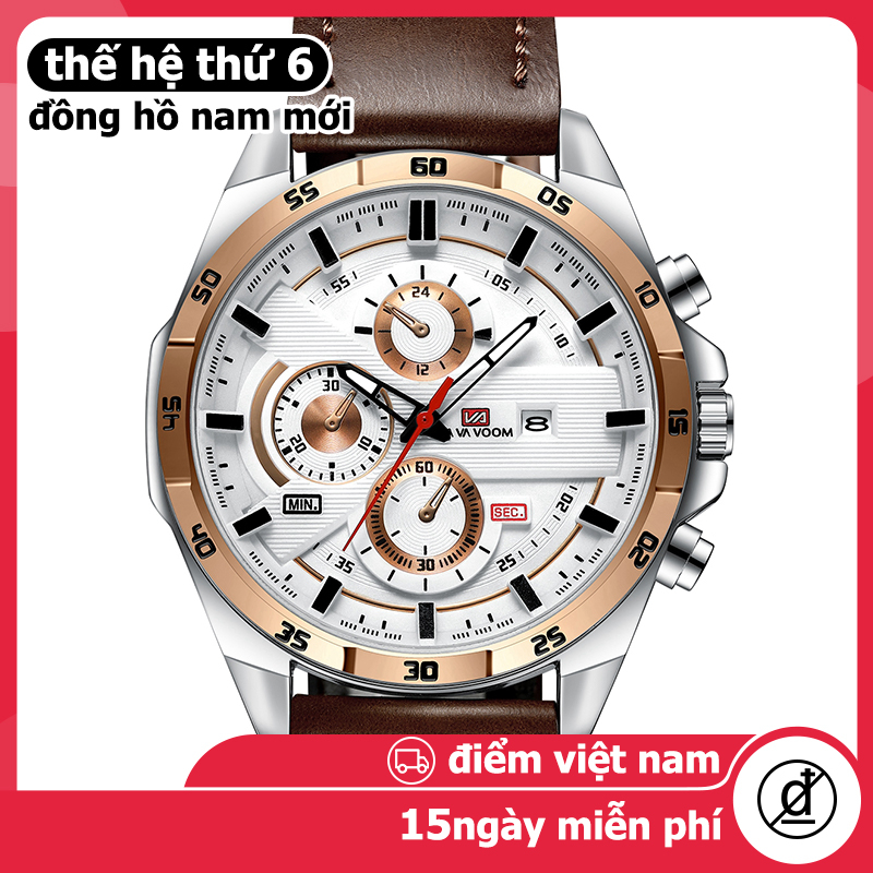 Đồng hồ nam chính hãng đồng hồ nam dây da dây thép chống nước lịch chống bức xạ đồng hồ nam