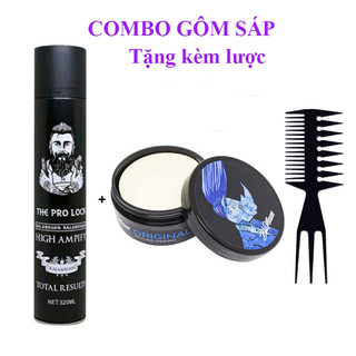 Combo Gôm xịt tóc nam giữ nếp và sáp vuốt tóc tê giác xanh