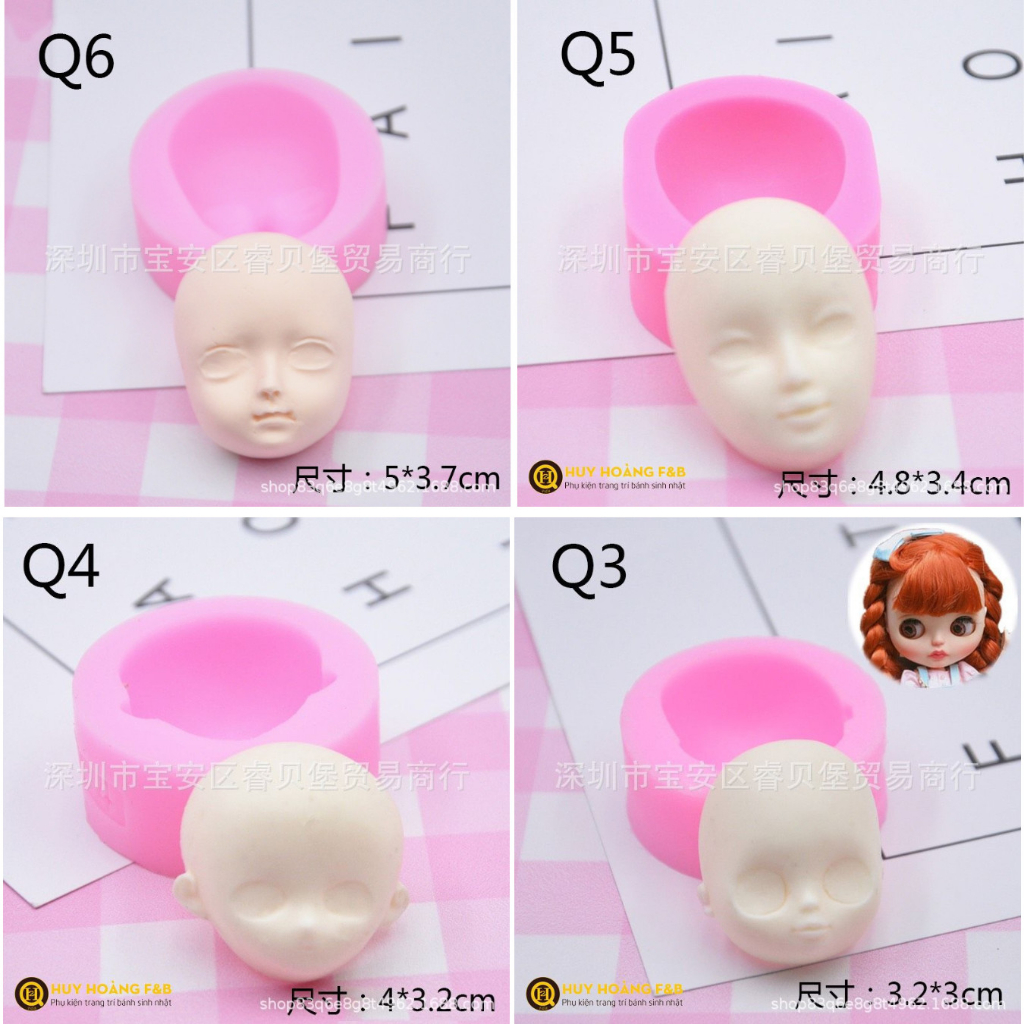 KHUÔN NẶN MẶT BÚP BÊ FONDANT SILICON