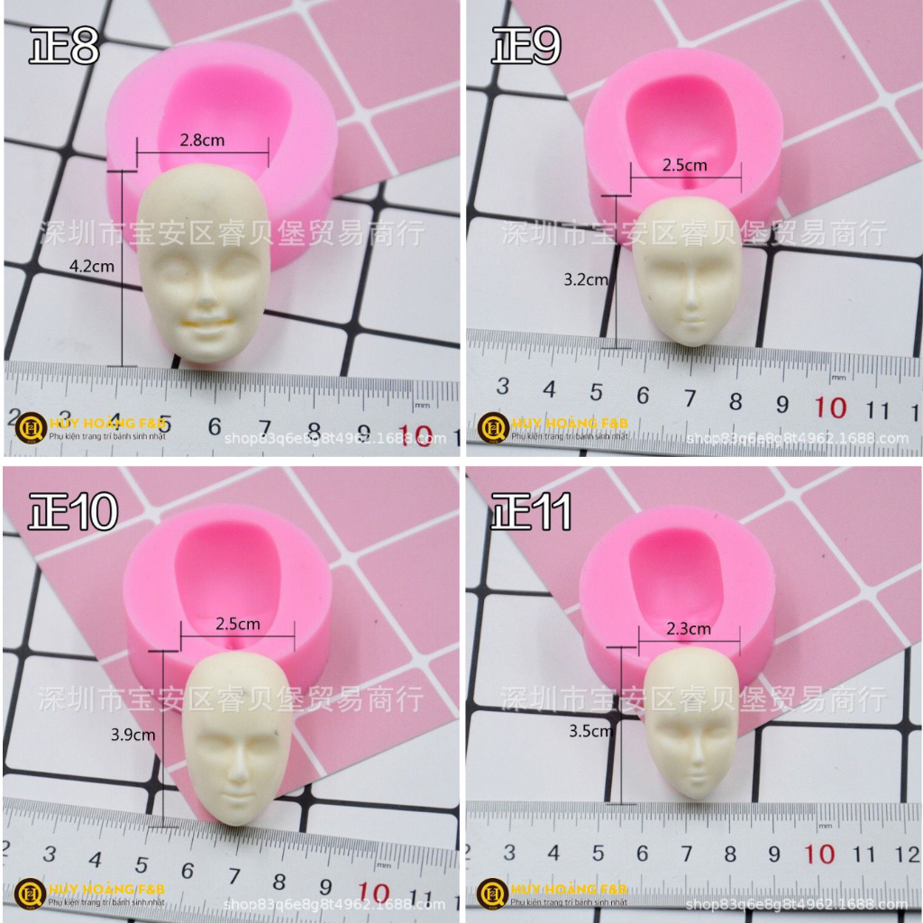 KHUÔN NẶN MẶT BÚP BÊ FONDANT SILICON