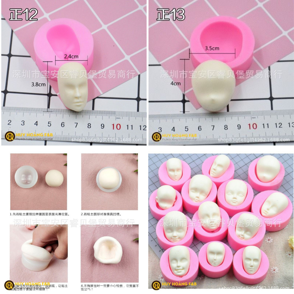 KHUÔN NẶN MẶT BÚP BÊ FONDANT SILICON