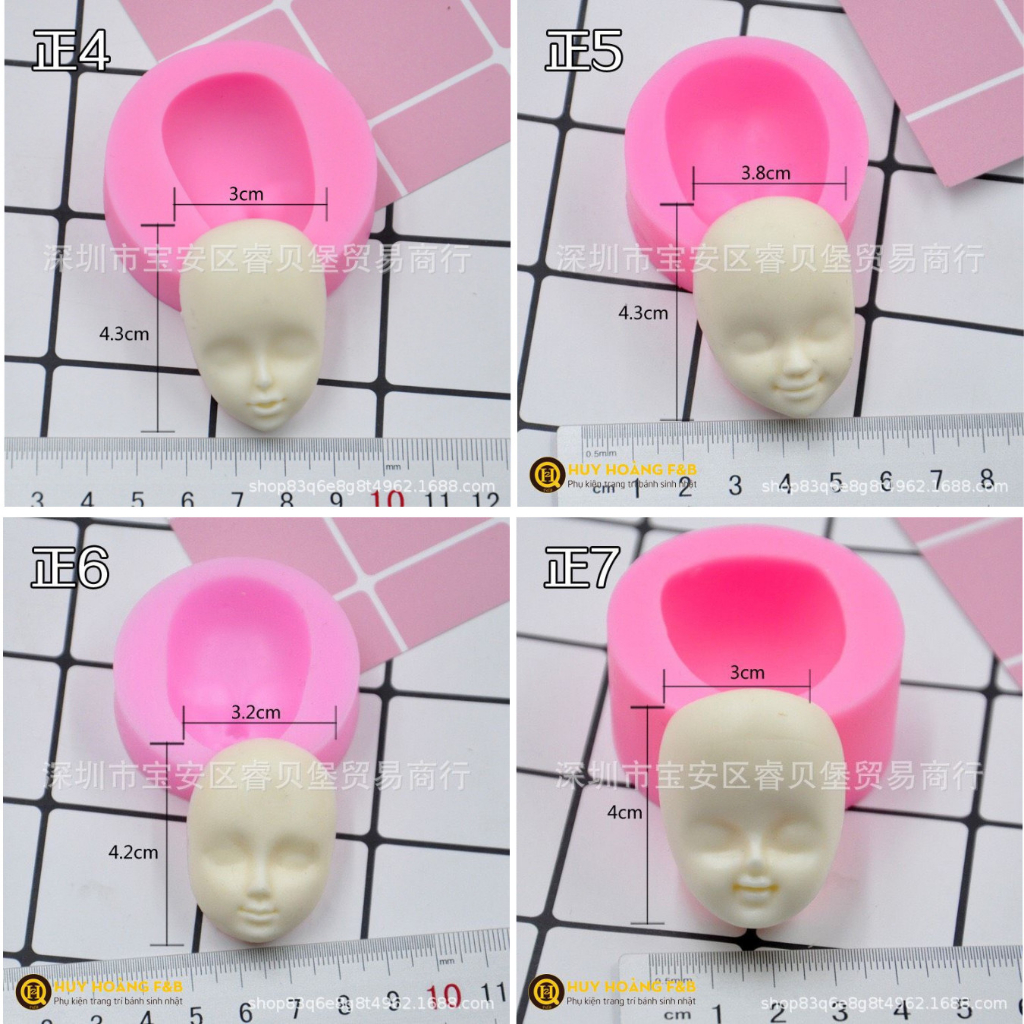 KHUÔN NẶN MẶT BÚP BÊ FONDANT SILICON