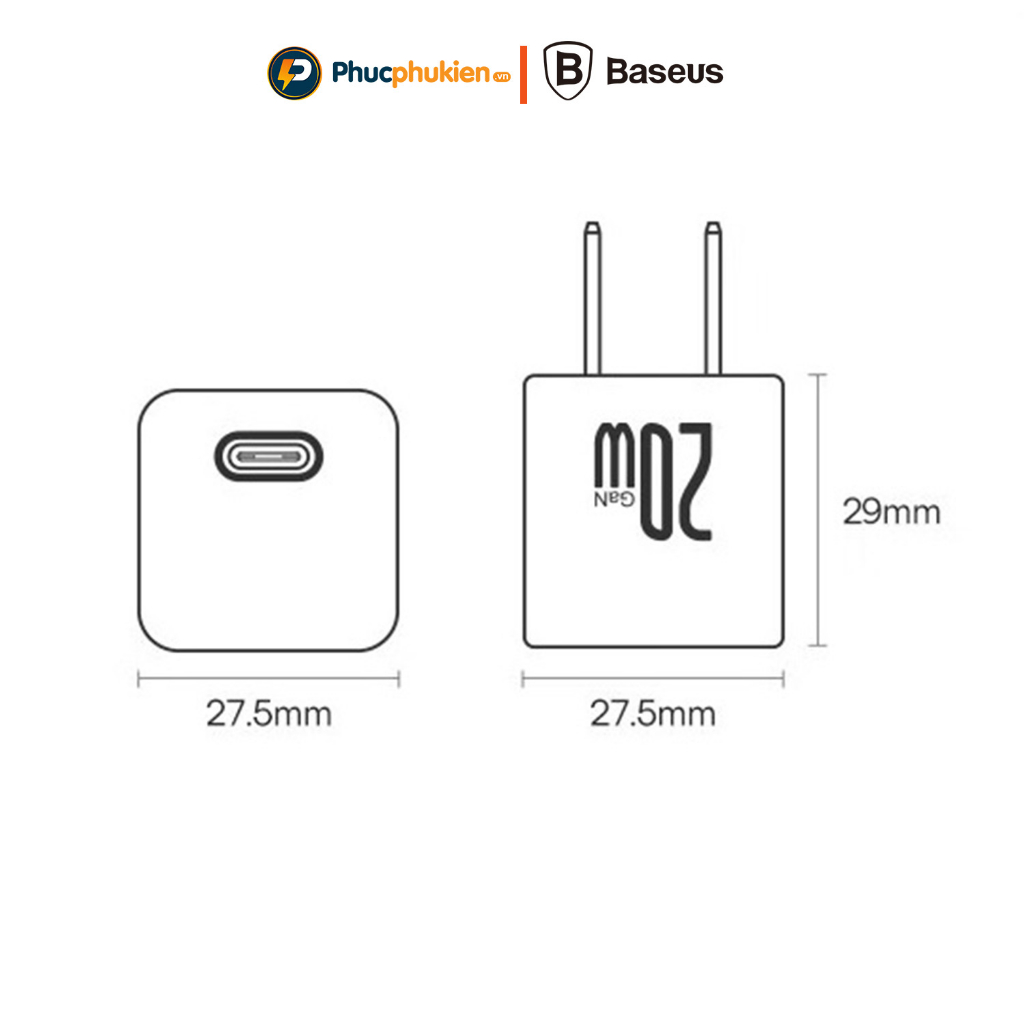 Củ sạc nhanh 20w chính hãng Baseus Super Si chuẩn sạc nhanh PD 20w sạc đầy 50% pin chỉ 30 phút Phúc Phụ Kiện