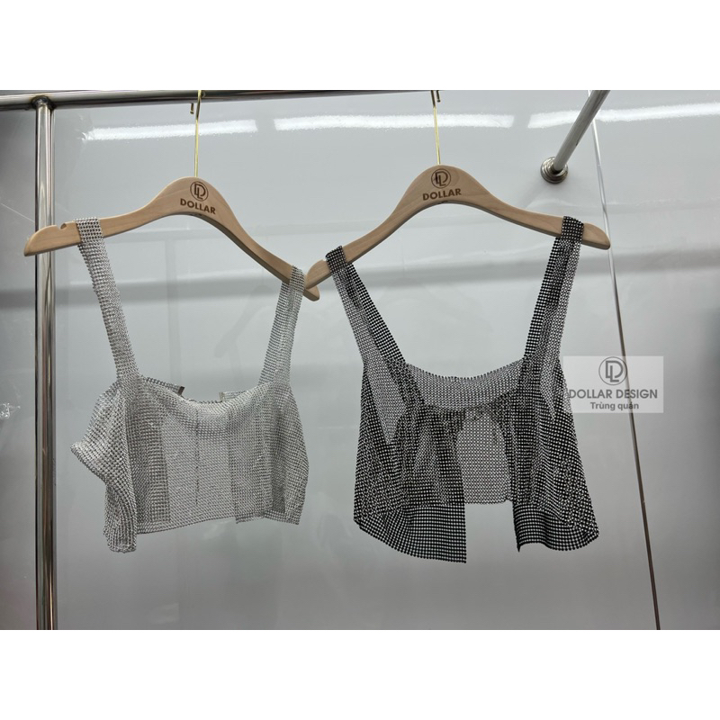 Áo hai dây đính kimsa bling đi bar, đi chơi sang chảnh