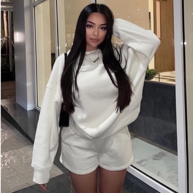 Bộ nỉ cotton thu đông cao cấp hàng xuất hàn dư, oversize nam nữ mã DRY 7718