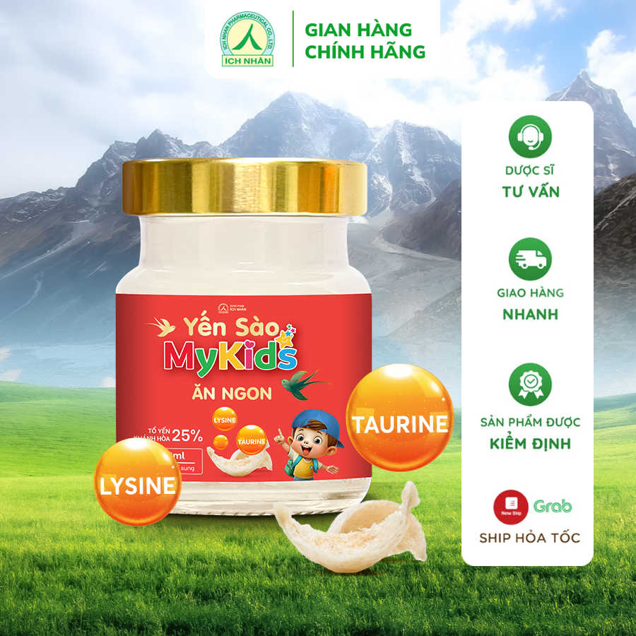 Yến sào Mykids lọ 70ml tổ yến chưng đường phèn, Lysine và Taurine, Hỗ trợ tăng đề kháng, Bổ sung dưỡng chất cho trẻ