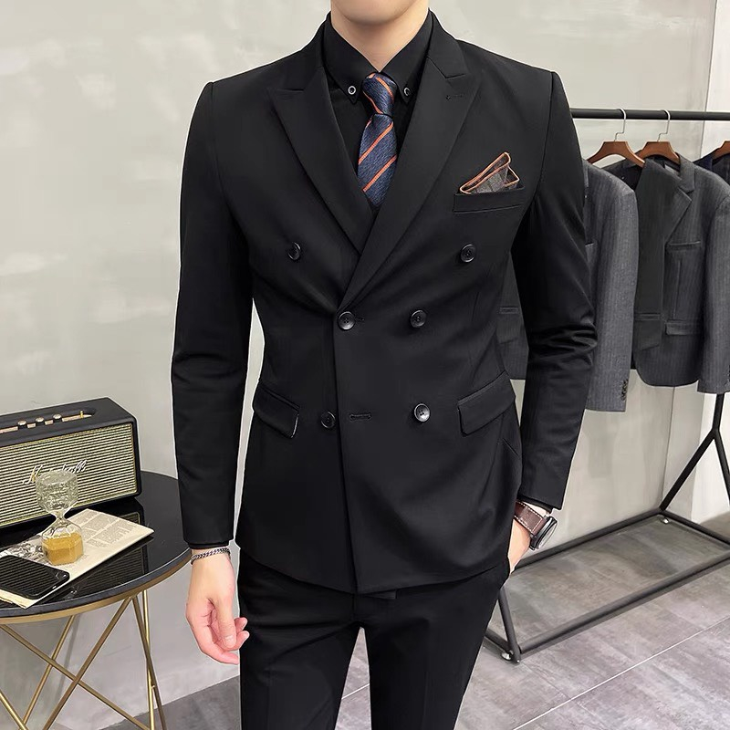 vest nam 6 khuy , bộ vest nam hàn quốc 6 cúc hàng 3 lớp chuẩn phom