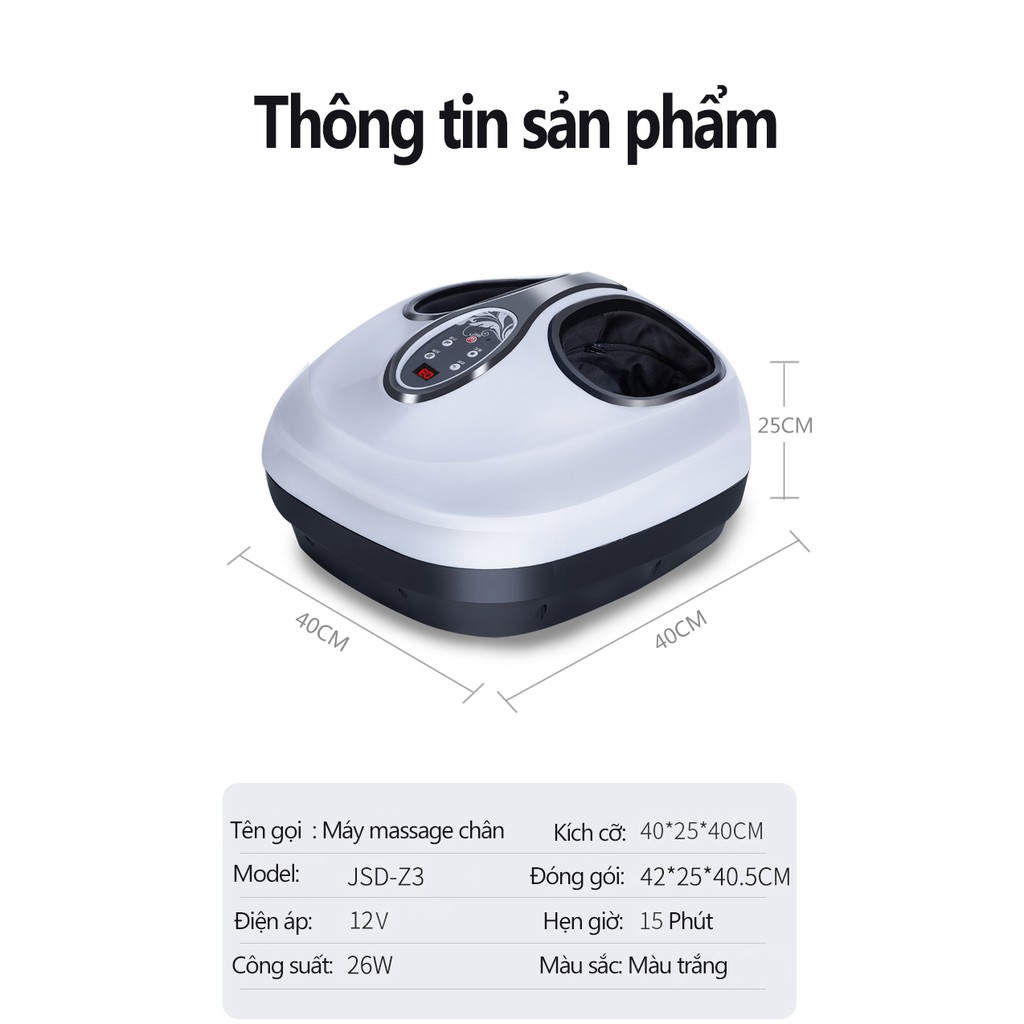 Máy massage bấm huyệt Juti Home có túi khí,ấn bóp điểm huyệt chườm nhiệt nóng xoa bóp bàn chân gót chân máy mát xa chân