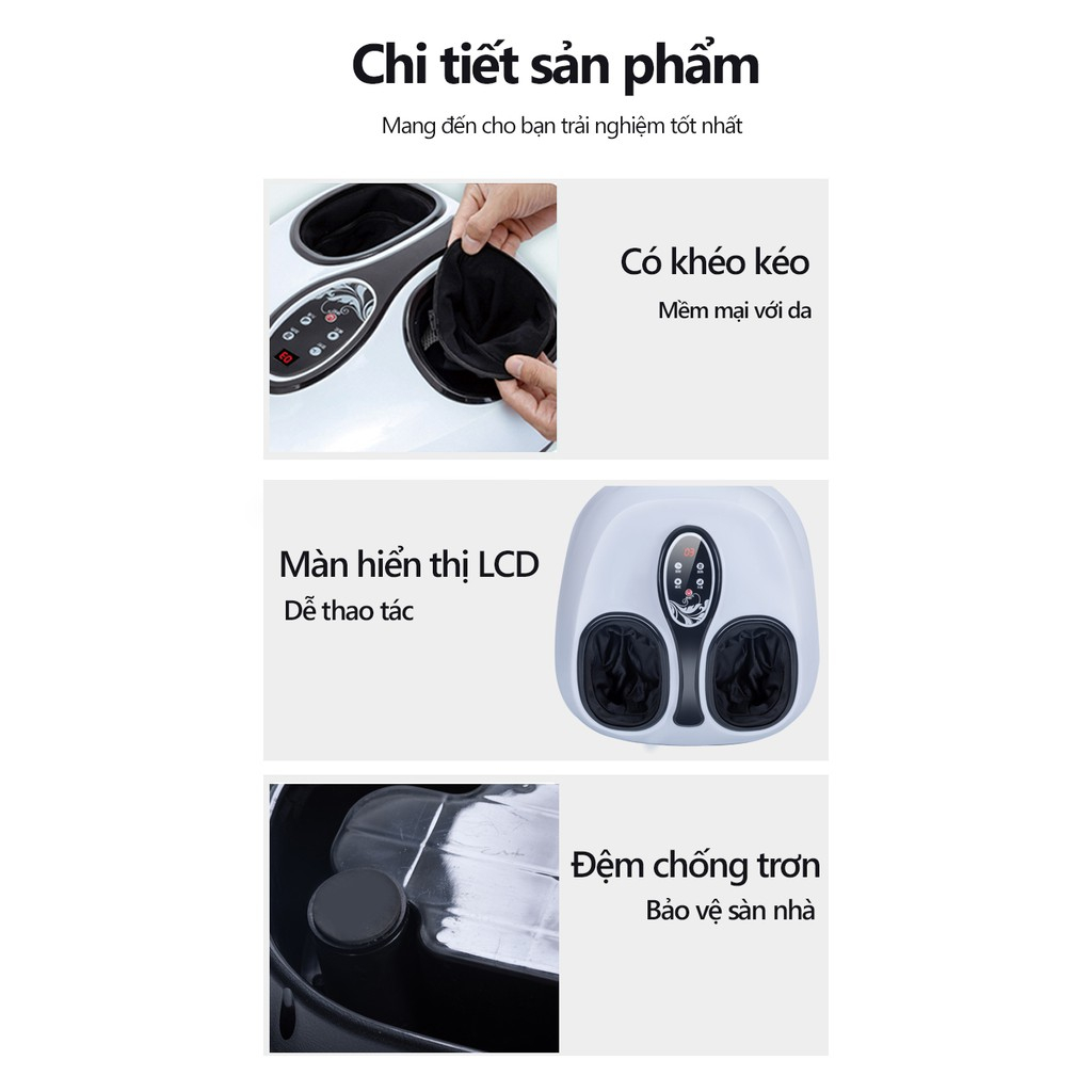 Máy massage bấm huyệt Juti Home có túi khí,ấn bóp điểm huyệt chườm nhiệt nóng xoa bóp bàn chân gót chân máy mát xa chân