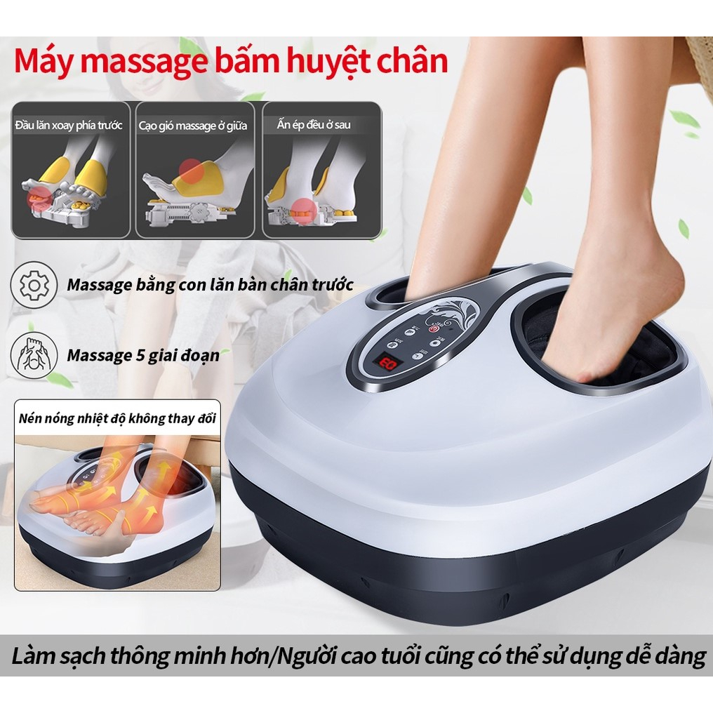 Máy massage bấm huyệt Juti Home có túi khí,ấn bóp điểm huyệt chườm nhiệt nóng xoa bóp bàn chân gót chân máy mát xa chân