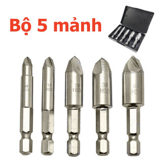 Bộ dụng cụ tháo vít gãy 5 món Mũi khoan phá ốc vít hỏng, vặn lấy vít bị toét đầu