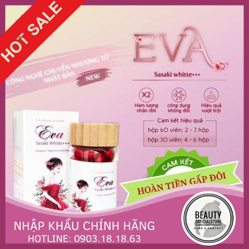 Viên uống trắng da Eva Sasaki White- Thơm cơ thể, chống nắng 60 viên