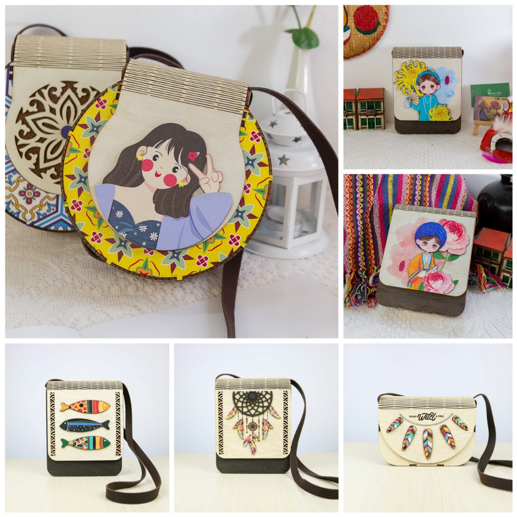 Túi xách gỗ handmade phong cách Boho Vintage độc đáo