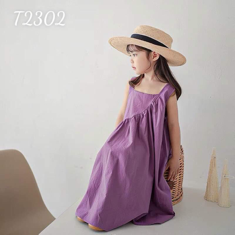 Đầm bé gái  đầm tím bên trong có áo 3 lỗ phối size 10-38kg