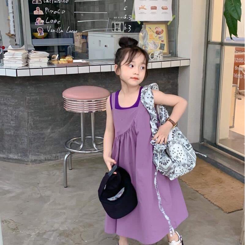 Đầm bé gái  đầm tím bên trong có áo 3 lỗ phối size 10-38kg