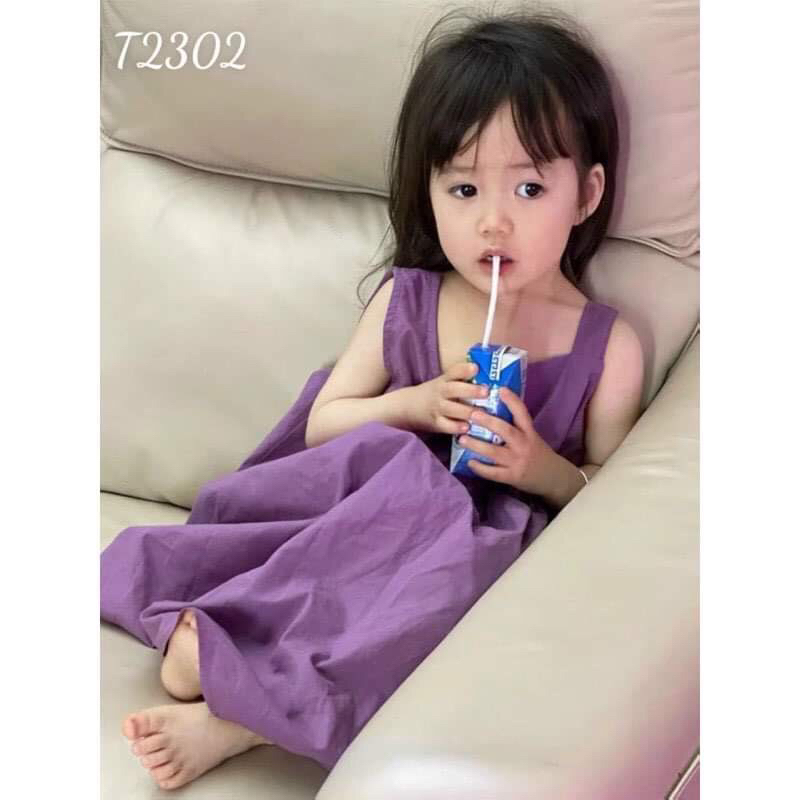 Đầm bé gái  đầm tím bên trong có áo 3 lỗ phối size 10-38kg