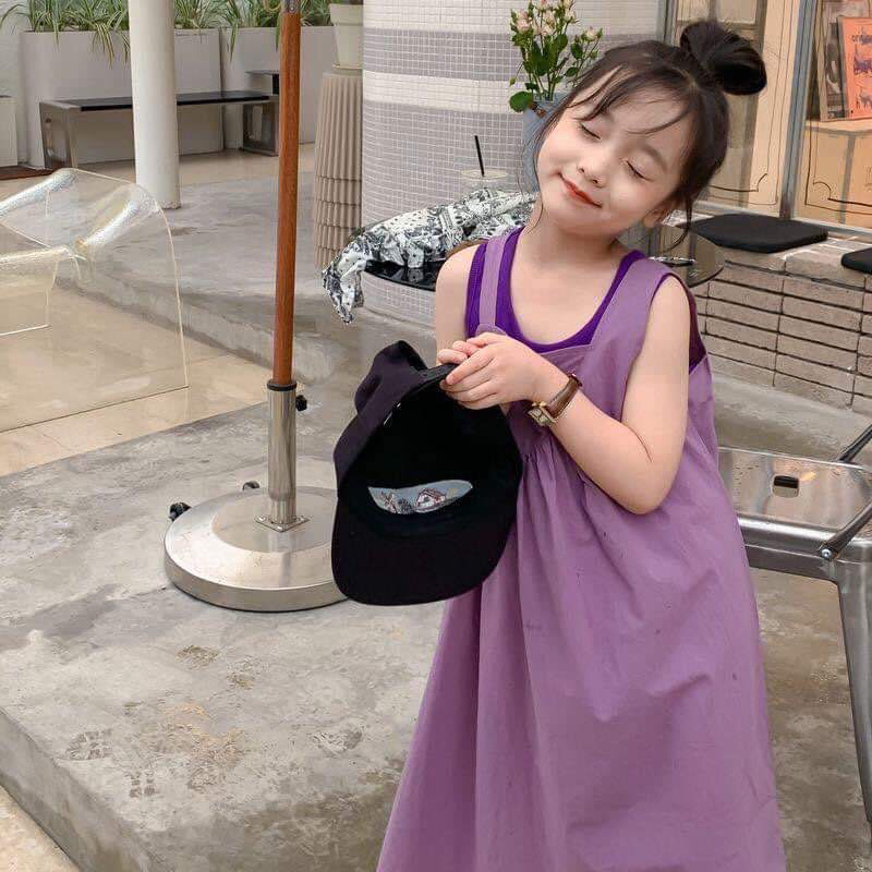 Đầm bé gái  đầm tím bên trong có áo 3 lỗ phối size 10-38kg